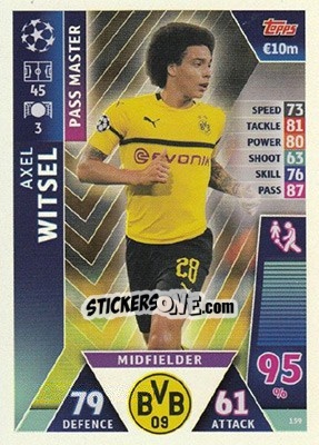 Sticker Axel Witsel - UEFA Champions League 2018-2019. Match Attax. Road to Madrid 19 n. 159 - Topps