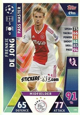 Sticker Frenkie de Jong - UEFA Champions League 2018-2019. Match Attax. Road to Madrid 19 n. 164 - Topps