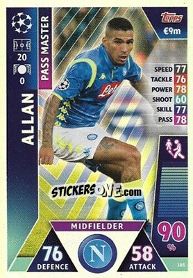 Sticker Allan - UEFA Champions League 2018-2019. Match Attax. Road to Madrid 19 n. 165 - Topps