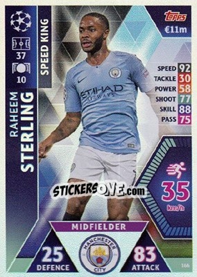 Sticker Raheem Sterling - UEFA Champions League 2018-2019. Match Attax. Road to Madrid 19 n. 166 - Topps