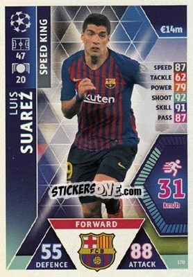 Sticker Luis Suárez - UEFA Champions League 2018-2019. Match Attax. Road to Madrid 19 n. 170 - Topps