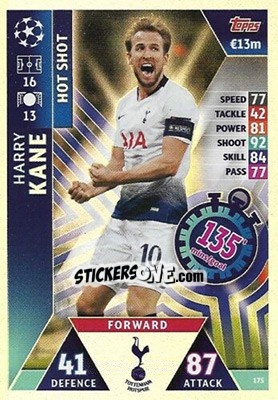 Sticker Harry Kane - UEFA Champions League 2018-2019. Match Attax. Road to Madrid 19 n. 175 - Topps