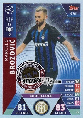 Sticker Marcelo Brozovic - UEFA Champions League 2018-2019. Match Attax. Road to Madrid 19 n. 179 - Topps