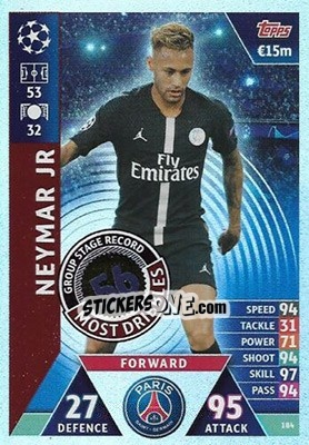 Sticker Neymar Jr - UEFA Champions League 2018-2019. Match Attax. Road to Madrid 19 n. 184 - Topps