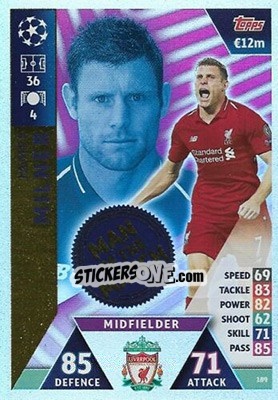 Sticker James Milner - UEFA Champions League 2018-2019. Match Attax. Road to Madrid 19 n. 189 - Topps