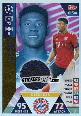 Sticker David Alaba - UEFA Champions League 2018-2019. Match Attax. Road to Madrid 19 n. 193 - Topps