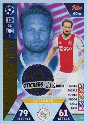 Sticker Daley Blind - UEFA Champions League 2018-2019. Match Attax. Road to Madrid 19 n. 194 - Topps