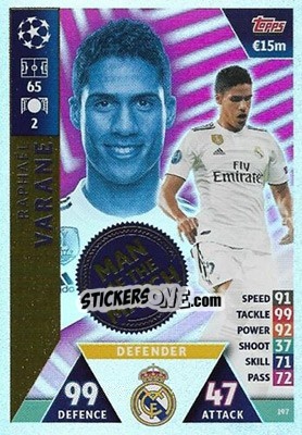 Sticker Raphaël Varane - UEFA Champions League 2018-2019. Match Attax. Road to Madrid 19 n. 197 - Topps