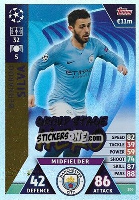 Sticker Bernardo Silva - UEFA Champions League 2018-2019. Match Attax. Road to Madrid 19 n. 206 - Topps