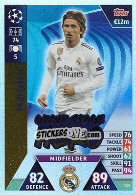 Sticker Luka Modric - UEFA Champions League 2018-2019. Match Attax. Road to Madrid 19 n. 207 - Topps