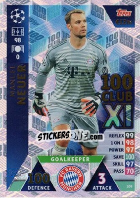 Sticker Manuel Neuer - UEFA Champions League 2018-2019. Match Attax. Road to Madrid 19 n. 209 - Topps