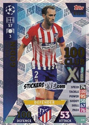 Sticker Diego Godín - UEFA Champions League 2018-2019. Match Attax. Road to Madrid 19 n. 210 - Topps