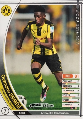 Sticker Ousmane Dembele - Sega World Club Champion Football 2016-2017 n. A033 - Panini