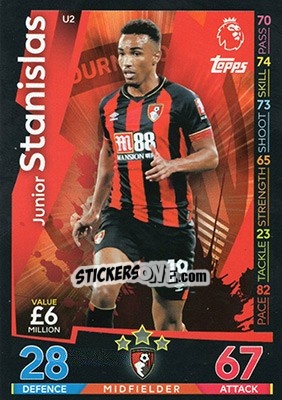 Sticker Junior Stanislas - English Premier League 2018-2019. Match Attax Extra n. U2 - Topps
