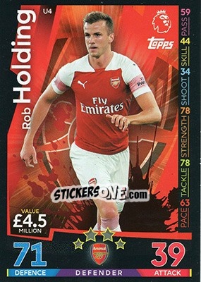 Sticker Rob Holding - English Premier League 2018-2019. Match Attax Extra - Topps