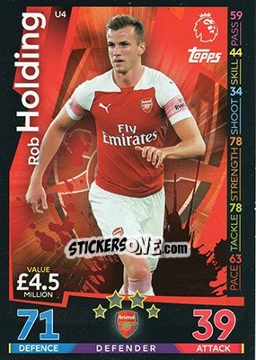 Sticker Rob Holding - English Premier League 2018-2019. Match Attax Extra n. U4 - Topps