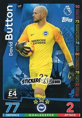Sticker David Button - English Premier League 2018-2019. Match Attax Extra n. U7 - Topps