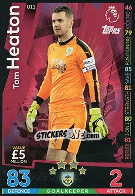 Sticker Tom Heaton - English Premier League 2018-2019. Match Attax Extra n. U11 - Topps