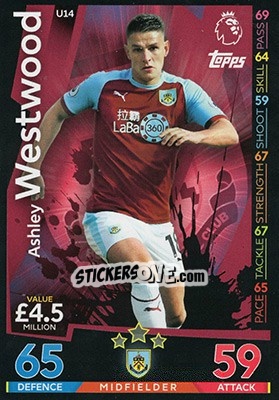 Sticker Ashley Westwood - English Premier League 2018-2019. Match Attax Extra n. U14 - Topps