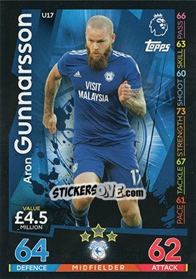 Sticker Aron Gunnarsson - English Premier League 2018-2019. Match Attax Extra n. U17 - Topps