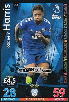 Sticker Kadeem Harris - English Premier League 2018-2019. Match Attax Extra n. U18 - Topps