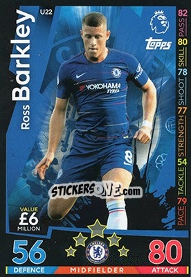 Sticker Ross Barkley - English Premier League 2018-2019. Match Attax Extra n. U22 - Topps