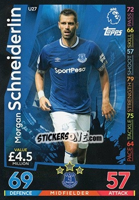 Sticker Morgan Schneiderlin - English Premier League 2018-2019. Match Attax Extra n. U27 - Topps
