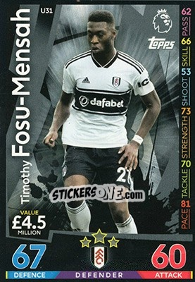 Sticker Timothy Fosu-Mensah - English Premier League 2018-2019. Match Attax Extra n. U31 - Topps