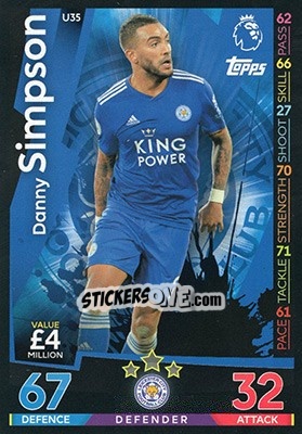 Sticker Danny Simpson - English Premier League 2018-2019. Match Attax Extra n. U35 - Topps