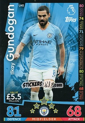 Sticker Ilkay Gundogan - English Premier League 2018-2019. Match Attax Extra n. U45 - Topps