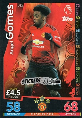 Sticker Angel Gomes - English Premier League 2018-2019. Match Attax Extra n. U52 - Topps