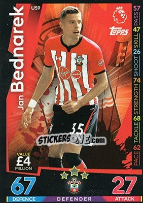 Sticker Jan Bednarek - English Premier League 2018-2019. Match Attax Extra - Topps