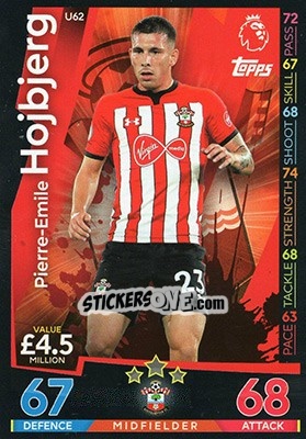 Sticker Pierre-Emile Hojbjerg - English Premier League 2018-2019. Match Attax Extra n. U62 - Topps