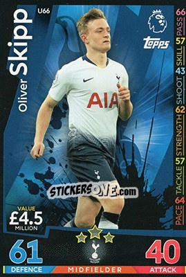 Sticker Oliver Skipp - English Premier League 2018-2019. Match Attax Extra n. U66 - Topps