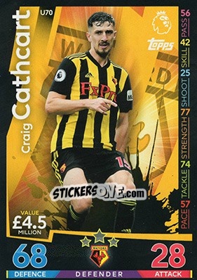 Sticker Craig Cathcart - English Premier League 2018-2019. Match Attax Extra n. U70 - Topps