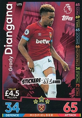 Cromo Grady Diangana - English Premier League 2018-2019. Match Attax Extra n. U75 - Topps