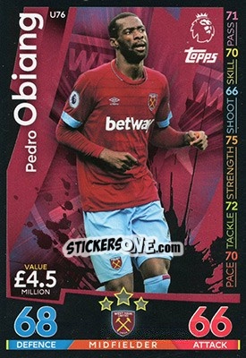 Sticker Pedro Obiang - English Premier League 2018-2019. Match Attax Extra n. U76 - Topps
