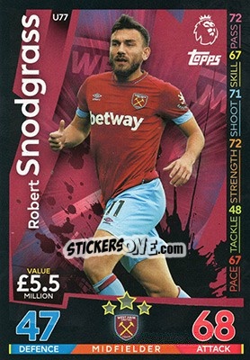 Sticker Robert Snodgrass - English Premier League 2018-2019. Match Attax Extra n. U77 - Topps