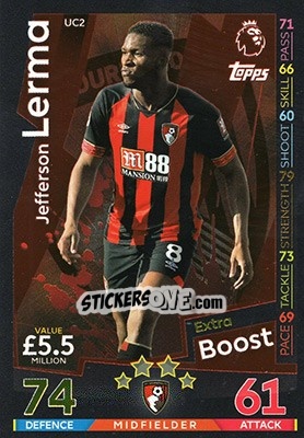 Sticker Jefferson Lerma - English Premier League 2018-2019. Match Attax Extra n. UC2 - Topps