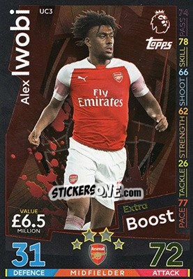 Sticker Alex Iwobi - English Premier League 2018-2019. Match Attax Extra n. UC3 - Topps