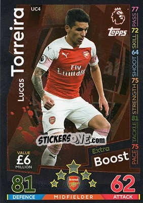 Sticker Lucas Torreira - English Premier League 2018-2019. Match Attax Extra n. UC4 - Topps