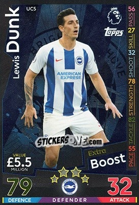 Sticker Lewis Dunk - English Premier League 2018-2019. Match Attax Extra n. UC5 - Topps