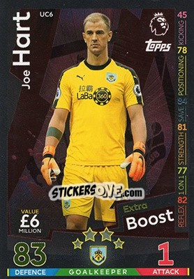 Sticker Joe Hart - English Premier League 2018-2019. Match Attax Extra n. UC6 - Topps