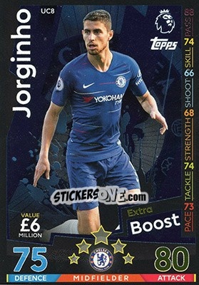 Sticker Jorginho - English Premier League 2018-2019. Match Attax Extra n. UC8 - Topps