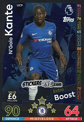 Sticker N'Golo Kante - English Premier League 2018-2019. Match Attax Extra n. UC9 - Topps