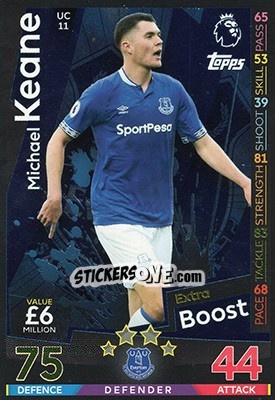 Sticker Michael Keane - English Premier League 2018-2019. Match Attax Extra n. UC11 - Topps
