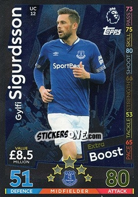 Sticker Gylfi Sigurdsson - English Premier League 2018-2019. Match Attax Extra n. UC12 - Topps