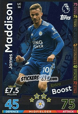 Sticker James Maddison - English Premier League 2018-2019. Match Attax Extra n. UC16 - Topps