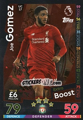 Sticker Joe Gomez - English Premier League 2018-2019. Match Attax Extra n. UC17 - Topps
