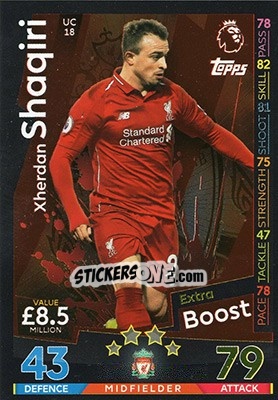 Cromo Xherdan Shaqiri - English Premier League 2018-2019. Match Attax Extra - Topps